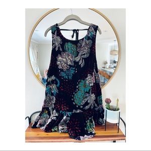 Free People Velvet Floral Open Back Tunic